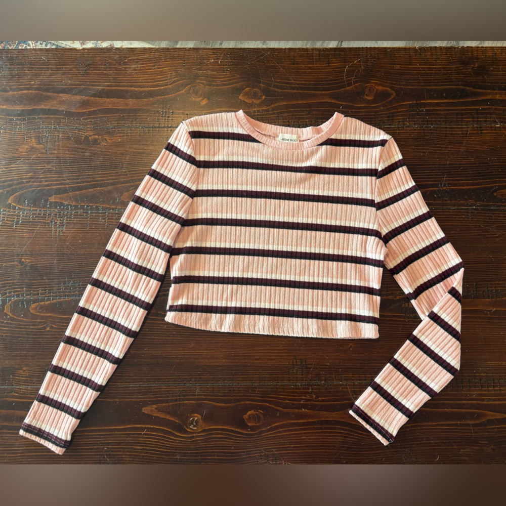Ardene Pink Sweater with Black and White Stripes